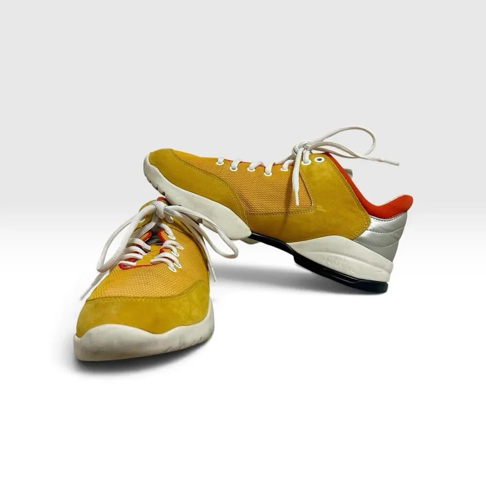 Geox Respira Women’s 10 Yellow Suede Mesh Sneakers Orange Silver EU 40